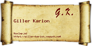 Giller Karion névjegykártya